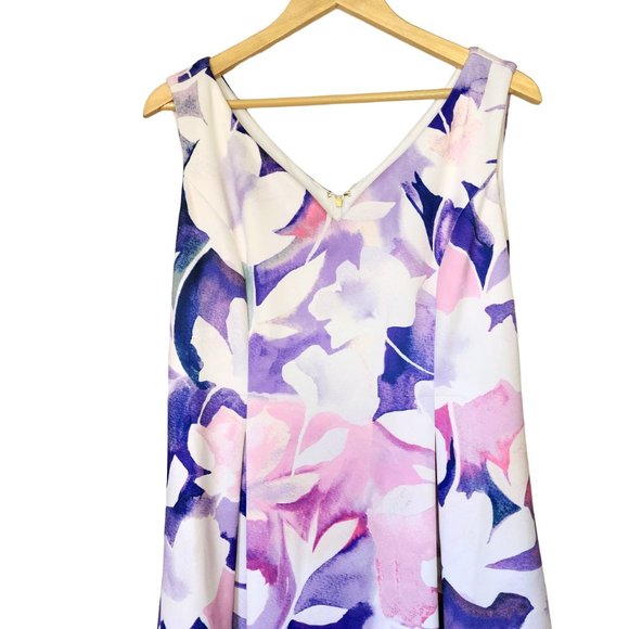 DKNY Sleeveless Sheath Floral Scoop Neck Stretch Mini Dress Plus Size 14 - Picture 4 of 8